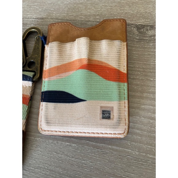 Thread Wallets Elastic Card Holder with Wristlet Lanyard Leather Wave Gorp - Picture 5 of 9